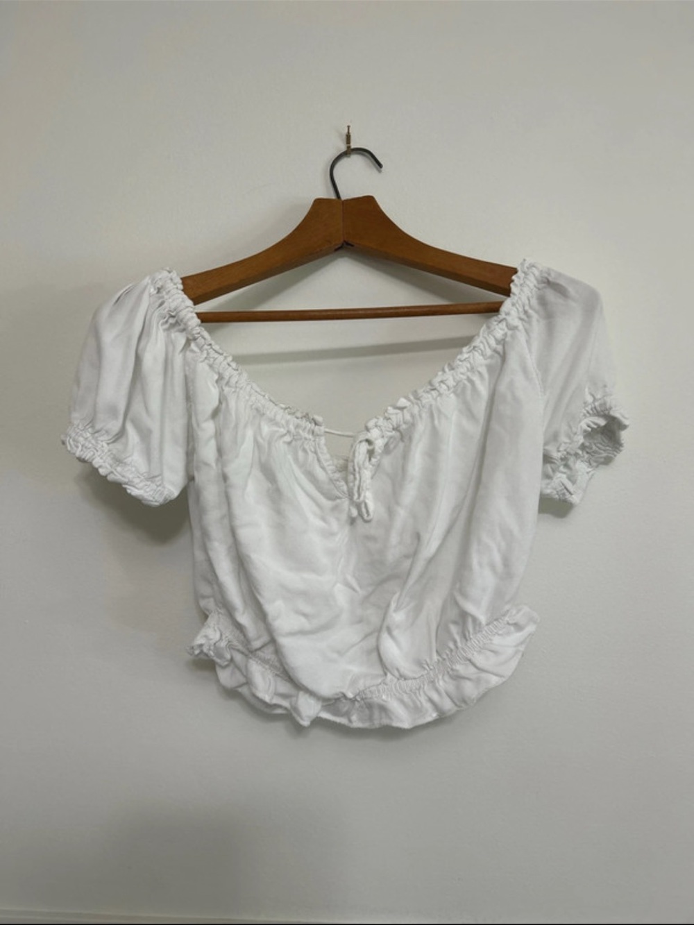 Brandy Melville White Off-Shoulder Crop Top